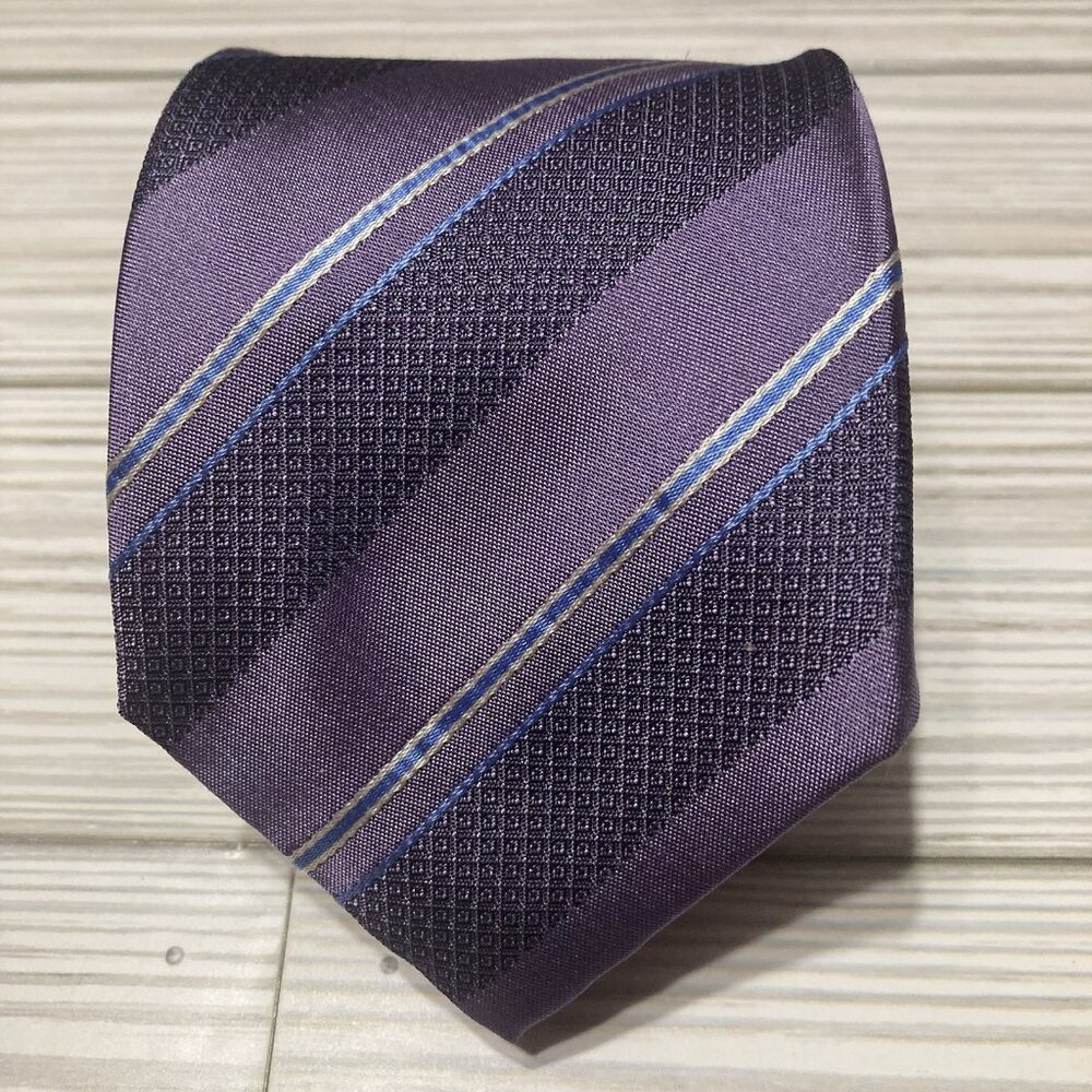 Banana Republic Silk Tie NWT Purple Striped Modern Preppy Casual Work